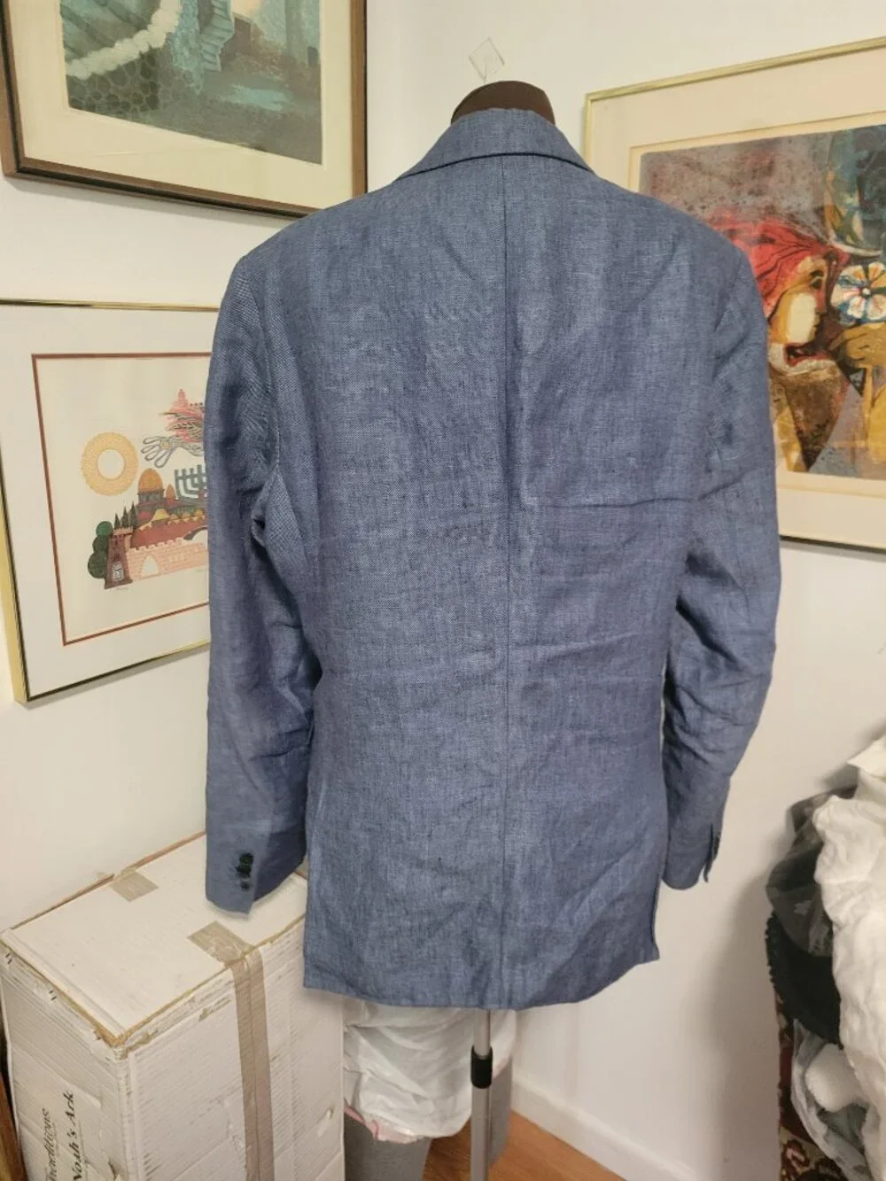 Banana Republic Blue 100% Linen Blazer Size 42 Reg
